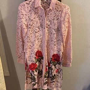 River Island Blush Lace Floral Embroidered Top